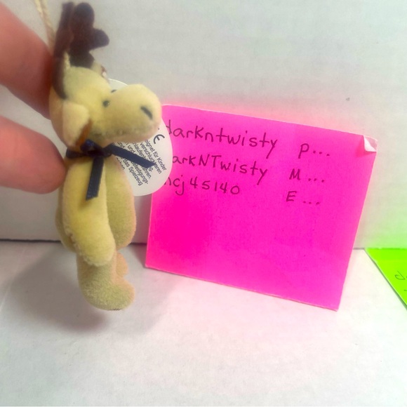 Vintage NWT  Boyd’s Bears T F Wuzzie Jointed Moose with Blue Ribbon 3” - Picture 2 of 12